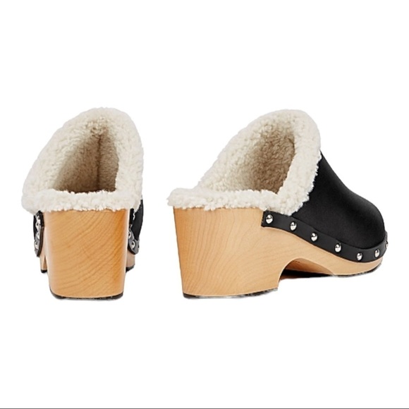 NEW SLEEPER Black Shearling Matilda Clog Size 38IT/ US 8 - Picture 4 of 9